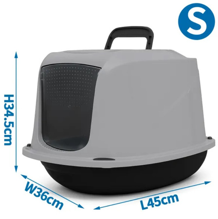 Zabudowana kuweta dla kota 34,5x36x45cm szaro-czarna