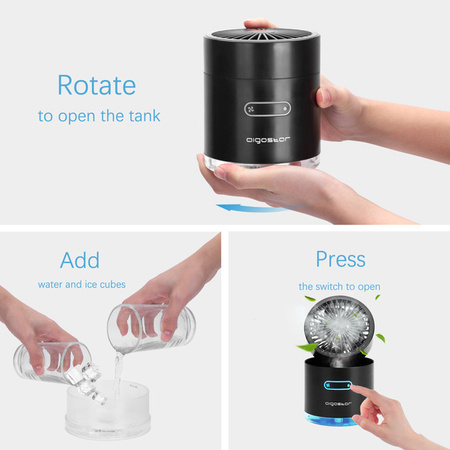 Wentylator biurkowy, nawilżacz akumulatorowy na USB