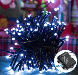 Lampki  sznurkowe 3 baterie AA, Zimna biel, 5m