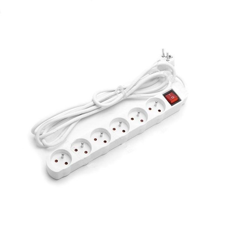 Przedłużacz sieciowy biały 5m z wyłącznikiem