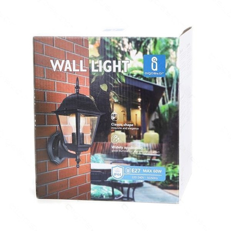 Lampa zewnętrzna ścienna ozdobna czarna 195x150x355mm