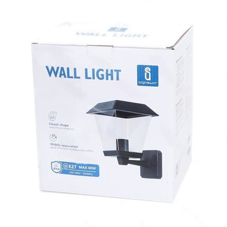 Lampa zewnętrzna ścienna ozdobna czarna 215x170x235mm