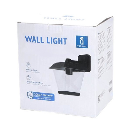 Lampa zewnętrzna ścienna ozdobna czarna 215x170x235mm