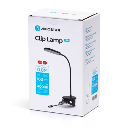 Lampka biurkowa LED czarna na klips