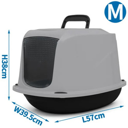 Zabudowana kuweta dla kota 57x39,5x38cm szaro-czarna