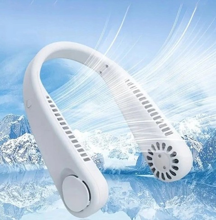 Przenośny wentylator na szyję, 8 cali, 3 prędkości, 2000 mAh, biały