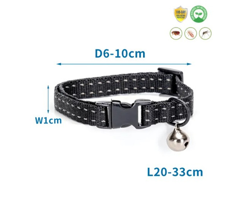 Regulowana obroża przeciw pasożytom 20-33cm czarna