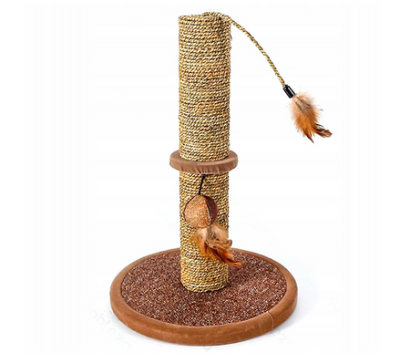 Drapak dla kota słupek z zabawką brązowy L30*W30*H44cm