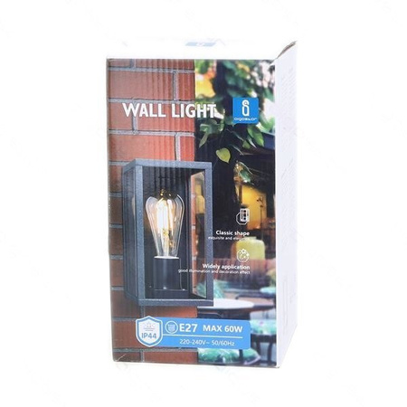 Lampa zewnętrzna ścienna ozdobna prostokątna czarna 215x170x235mm