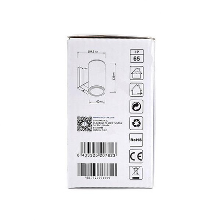 Lampa zewnętrzna ścienna biała 123x60x104,5mm