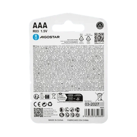 Baterie R03 AAA 1,5V zestaw 4 szt