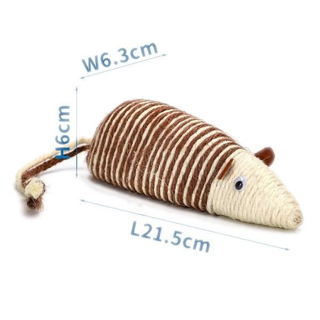 Zabawka dla kota myszka brązowa 21,5x6,3x6cm