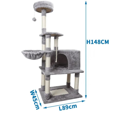 Drapak dla kota szary wysoki 148x89x45