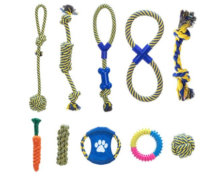 Zestaw zabawek z bawełnianego sznura dla zwierząt (10 sztuk)