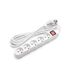Przedłużacz sieciowy biały 1,5m z wyłącznikiem