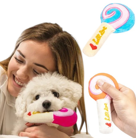 Pluszowa zabawka lizak z piszczałką 