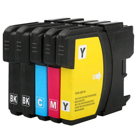Zestaw 5x tusz do Brother LC980 LC1100 XL CMYK zamienniki