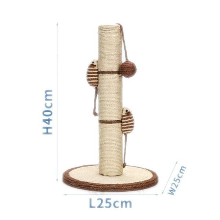 Drapak dla kota słupek z kulką na sznurku 40x25x25cm