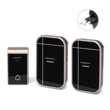 Dzwonek do drzwi + 2 odbiorniki czarno-złoty