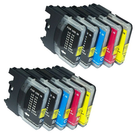 Zestaw 10x tusz do Brother LC980 LC1100 XL zamienniki