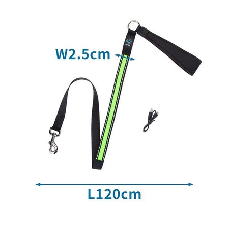Świecąca smycz LED dla psa 120 cm zielona
