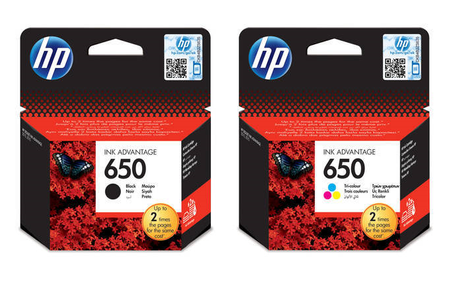 Zestaw 2x tusz HP 650 CMYK oryginalny