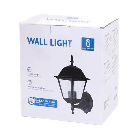 Lampa zewnętrzna ścienna ozdobna czarna 195x150x355mm