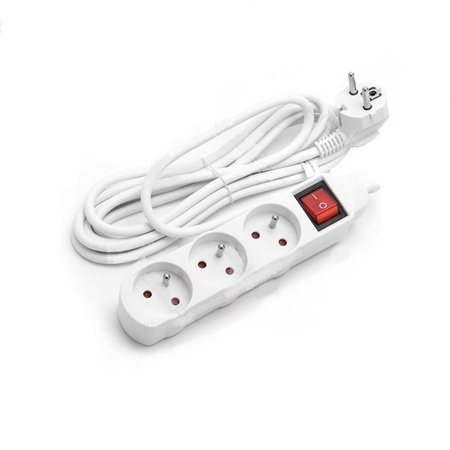 Przedłużacz sieciowy biały 3m z wyłącznikiem