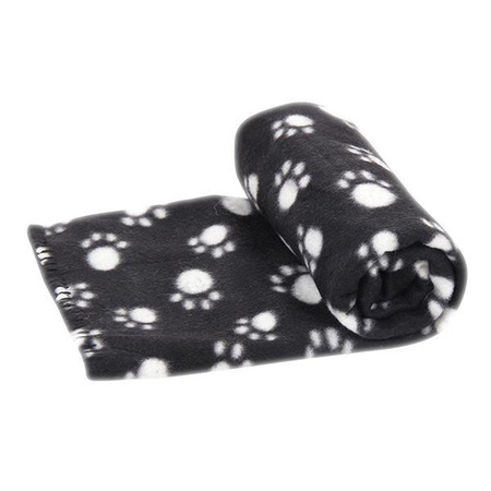 Koc dla psa/kota 120x100cm czarny w łapki M