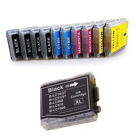 Zestaw 10x tusz do Brother LC970 LC1000 XL zamienniki